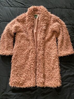 Fake fur Soft Fuzzy shag dusty Rose spring jacket Large-never worn